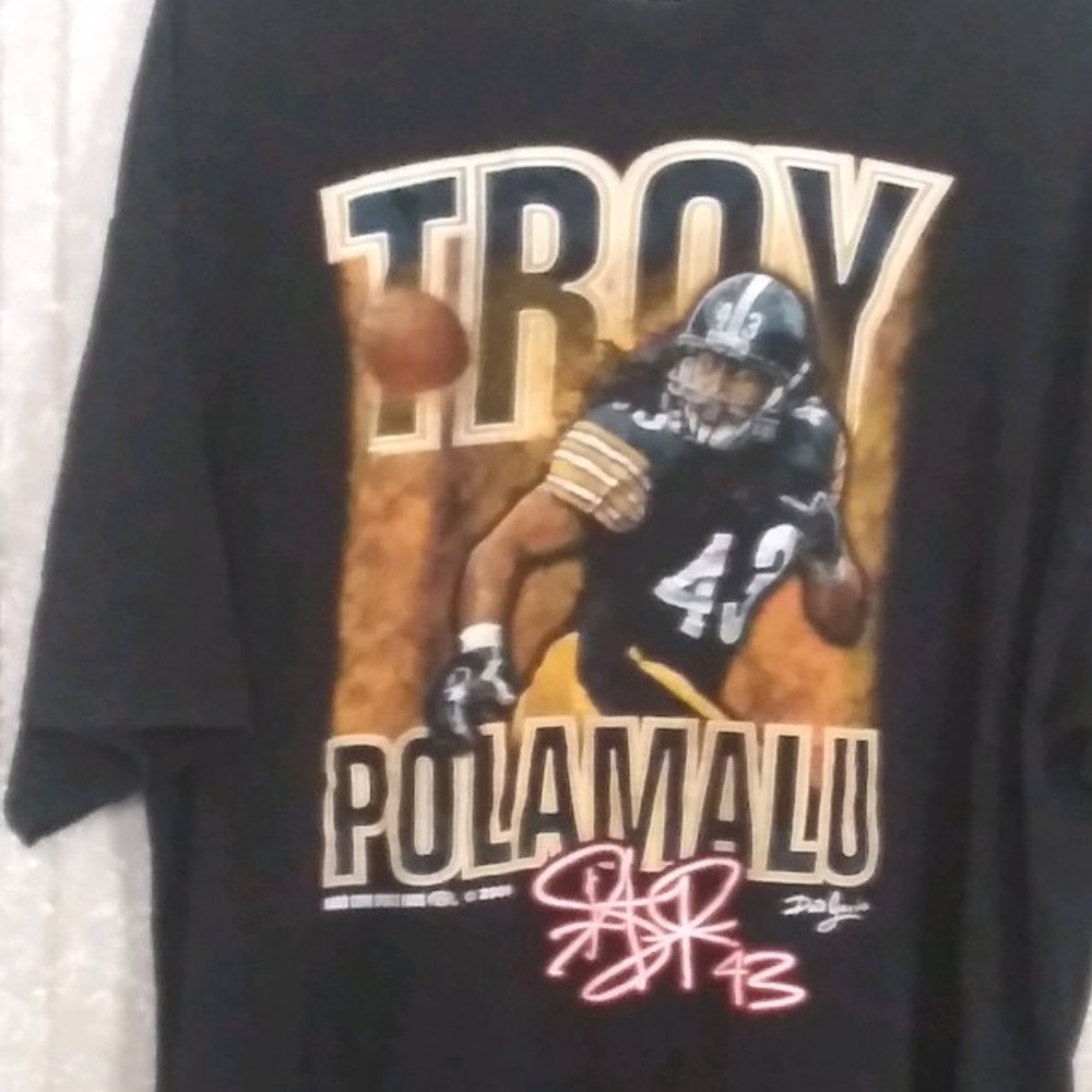 🏈 TROY POLAMALU GRAPHIC FOOTBALL TEE MEN'S 2X - Picture 2 of 7